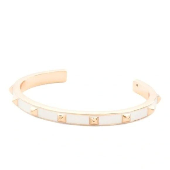 ALLSAINTS Enamel Studded Cuff Bracelet In White + Gold One Size Brand New NWT - Picture 4 of 12